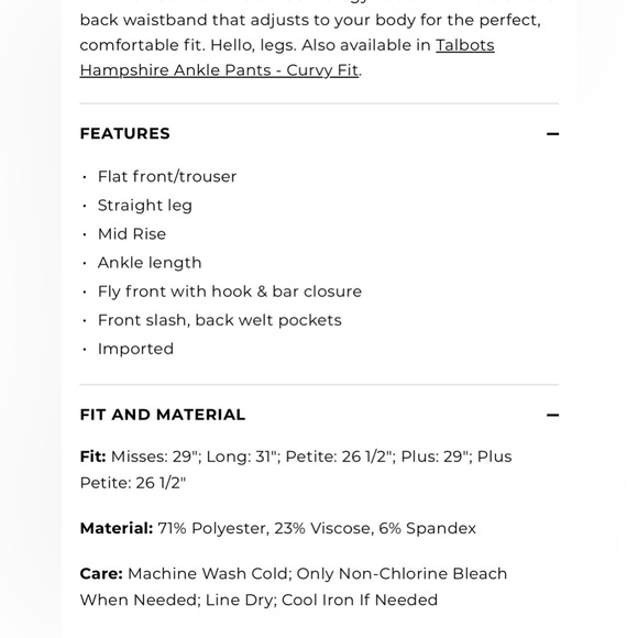 NWT Talbots Hampshire Black Ankle Pants Women's Size 12P - Picture 7 of 12